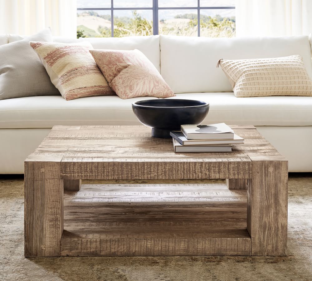 pottery barn wood coffee table