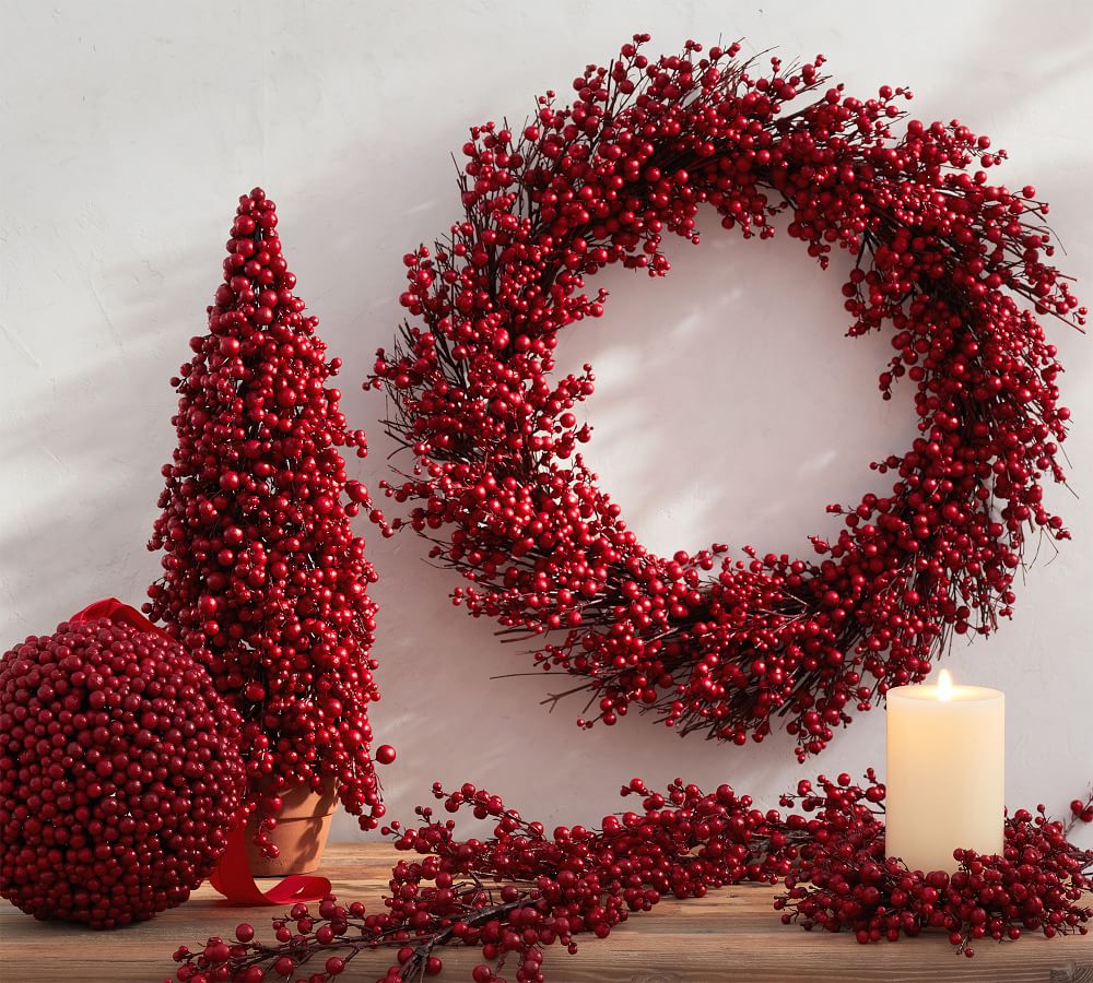 Faux Red Berry Wreath Pottery Barn