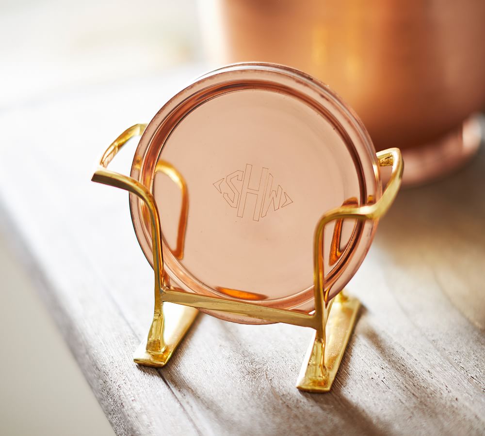Copper Drink Coaster Set of 6 Bar Accessories Pottery Barn