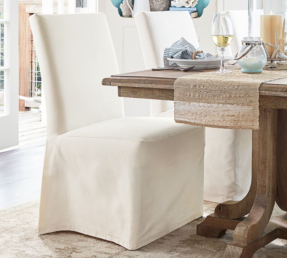 pottery barn slipcovered dining chairs