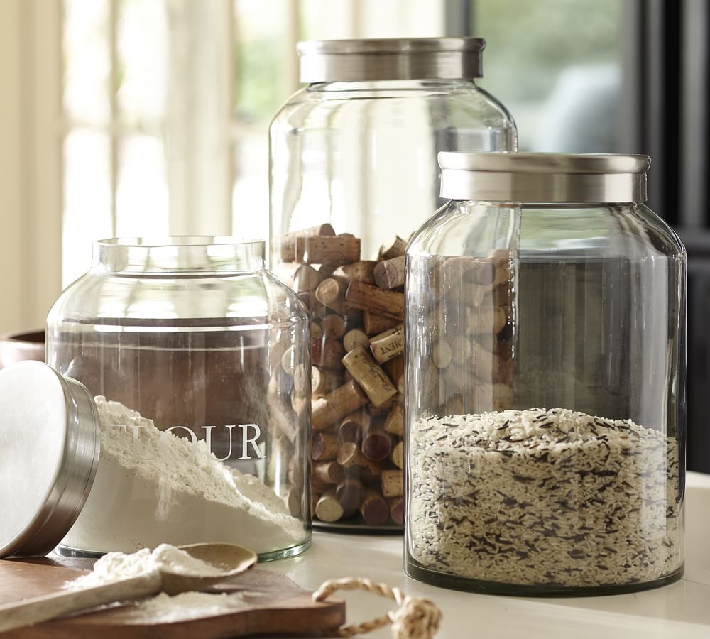 Antique Silver Glass Canisters Kitchen Accessories Pottery Barn
