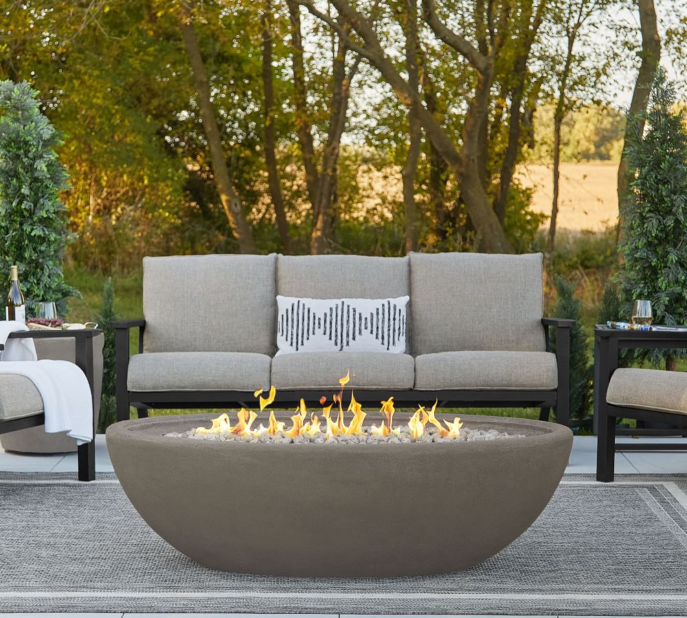 Blackwell 58" Oval Concrete Propane Fire Pit Pottery Barn