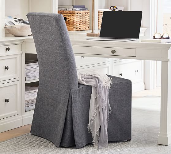 grey slipcover dining chair