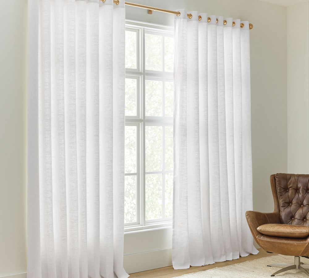 Emery Linen Grommet Light Filtering Curtain- Oatmeal | Pottery Barn