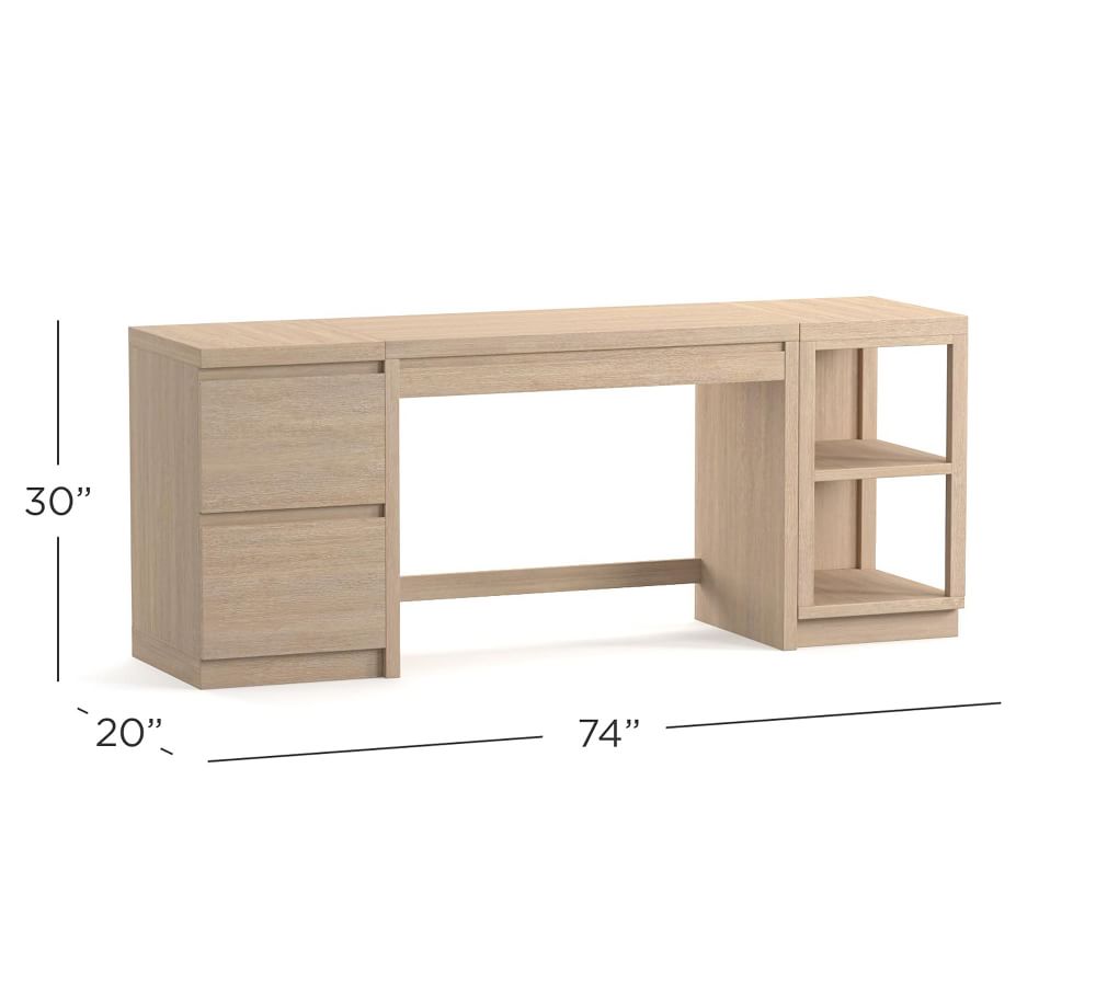 Pacific 74" Desk with Bookcase and File Pottery Barn