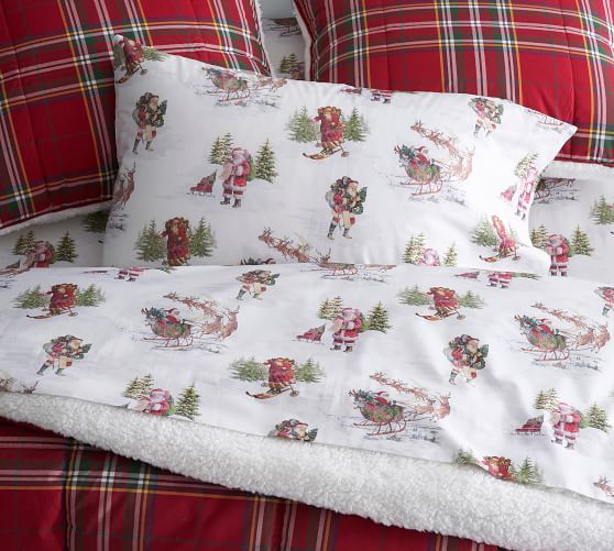 Nostalgic Santa Organic Percale Sheet 