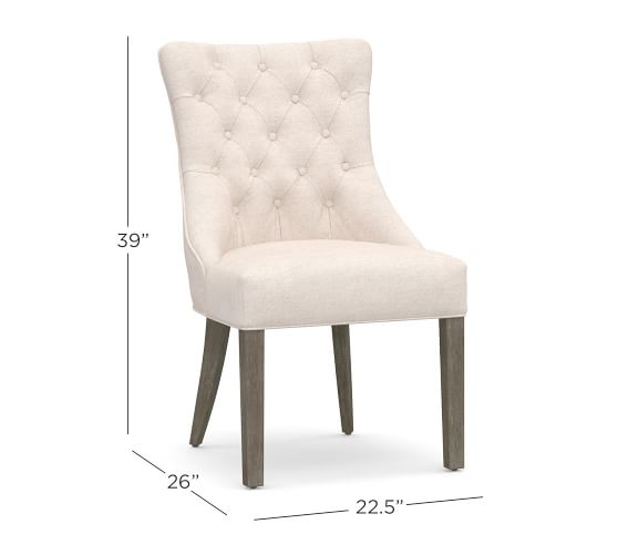 tufted white chairs