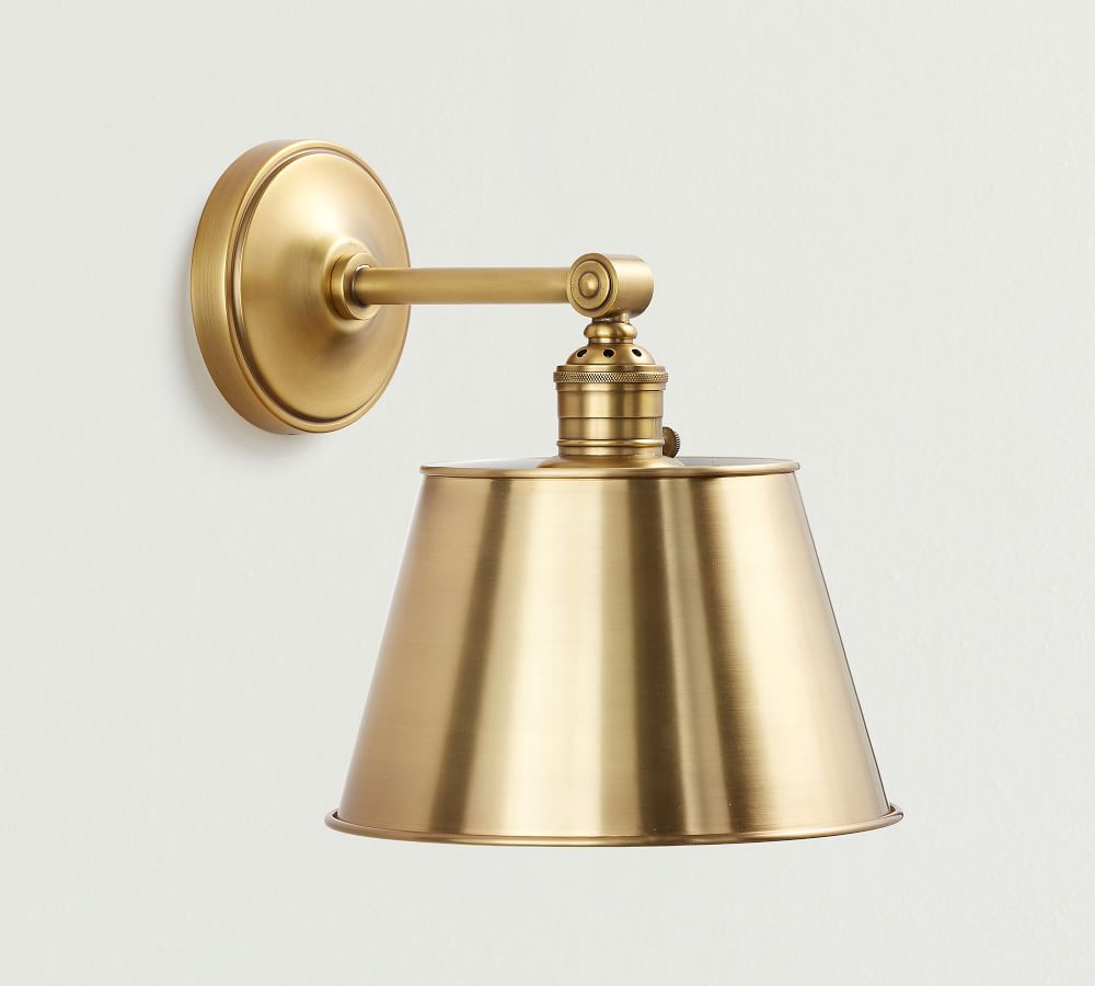 Straight Arm Tapered Metal Shade Sconce Pottery Barn