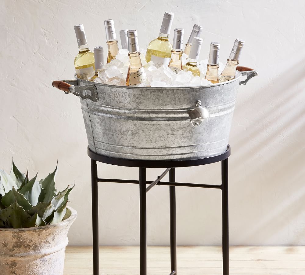Galvanized Metal Party Bucket & Stand