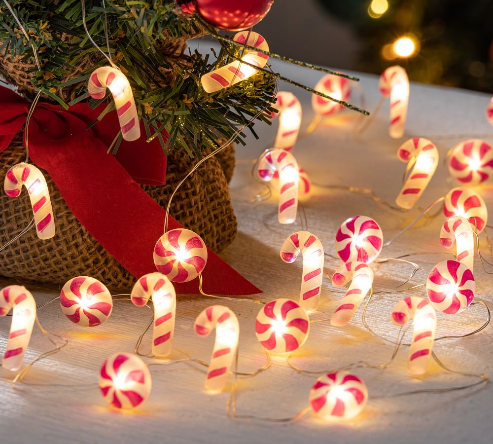 Candy Cane Acrylic Led String Lights Set Of 3 Pottery Barn