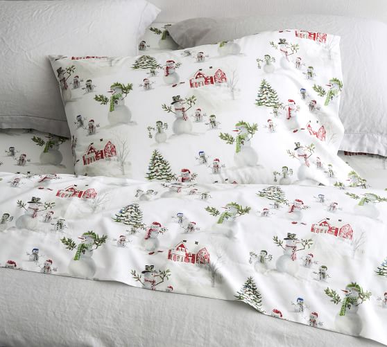 Snowman Organic Percale Sheet Set 