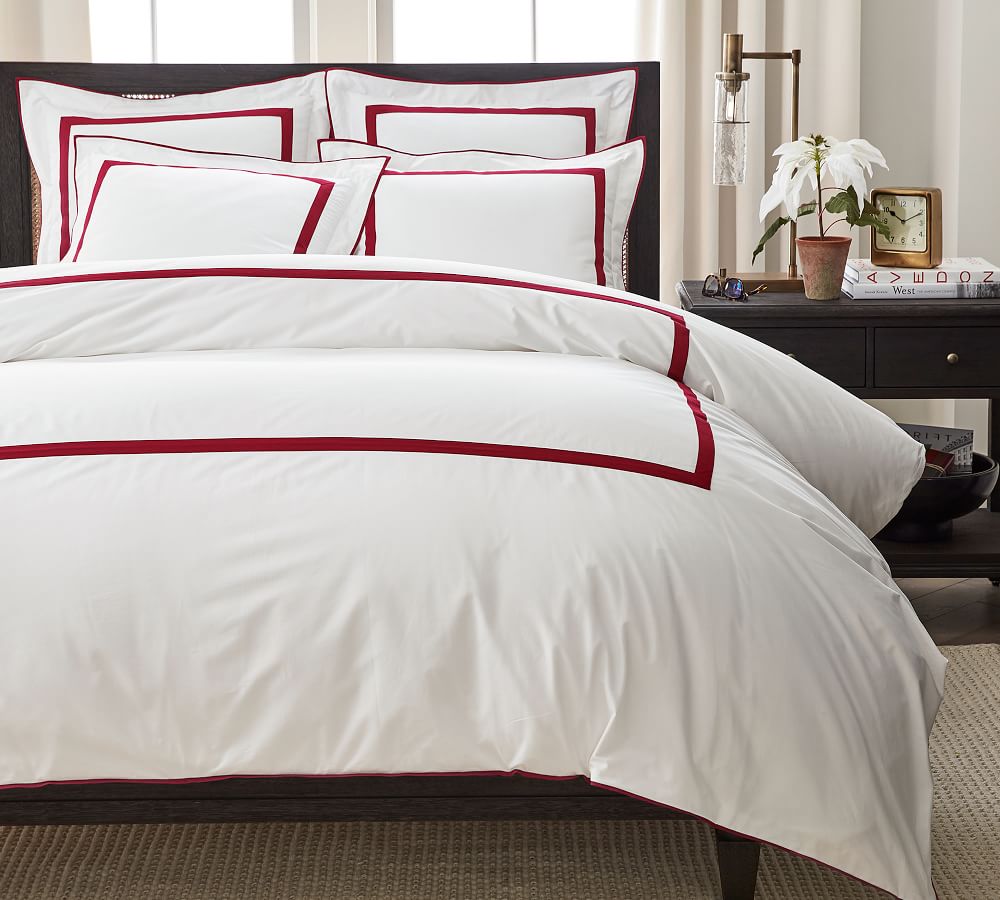 Banded 400ThreadCount Organic Percale Duvet Cover Pottery Barn