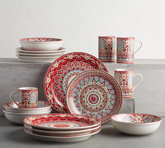 red ceramic dinnerware sets