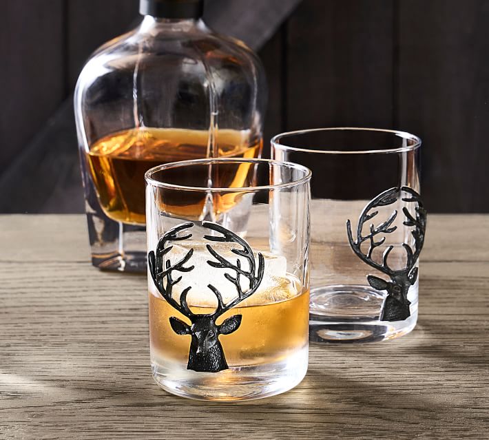 Bronze Stag Medallion Double Old Fashioned - Set of 2 | Pottery Barn