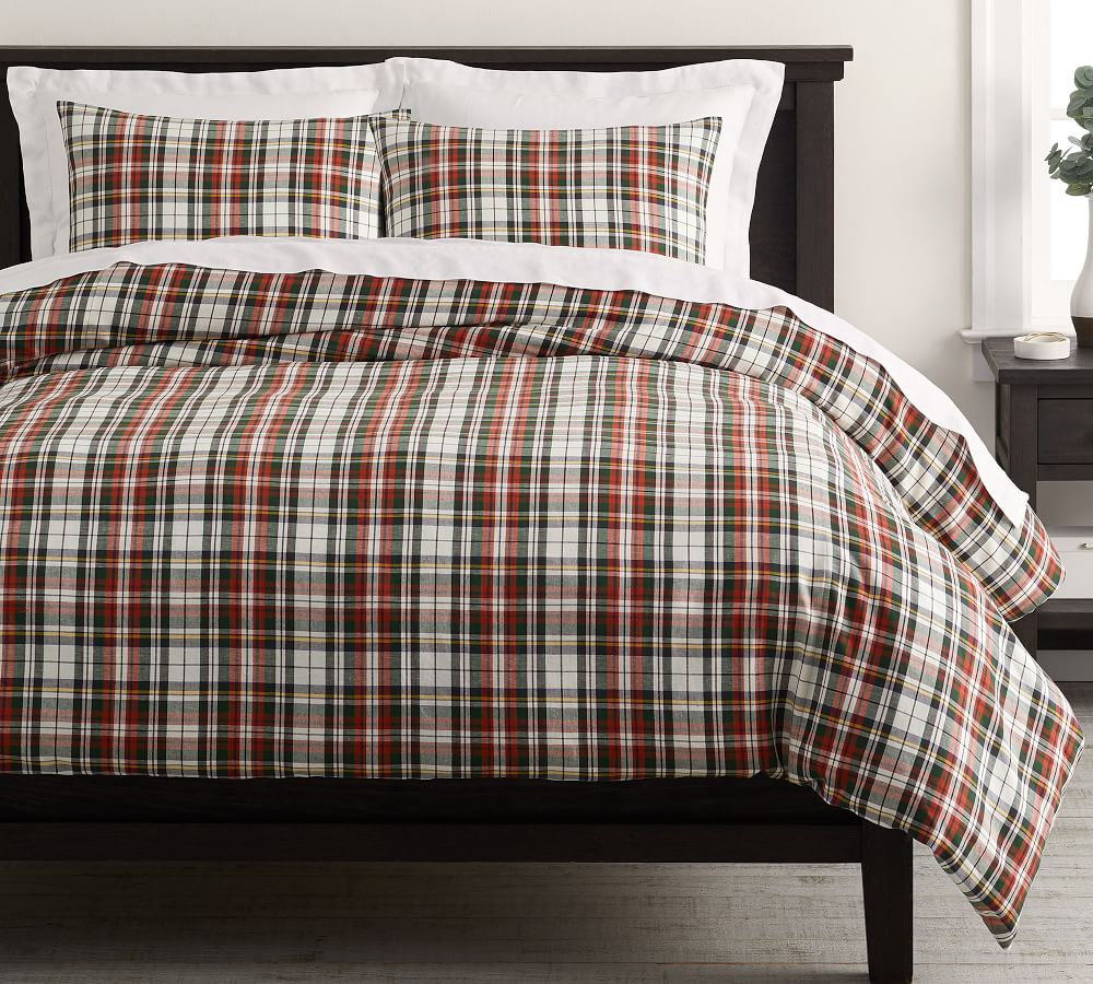 pottery barn plaid comforter