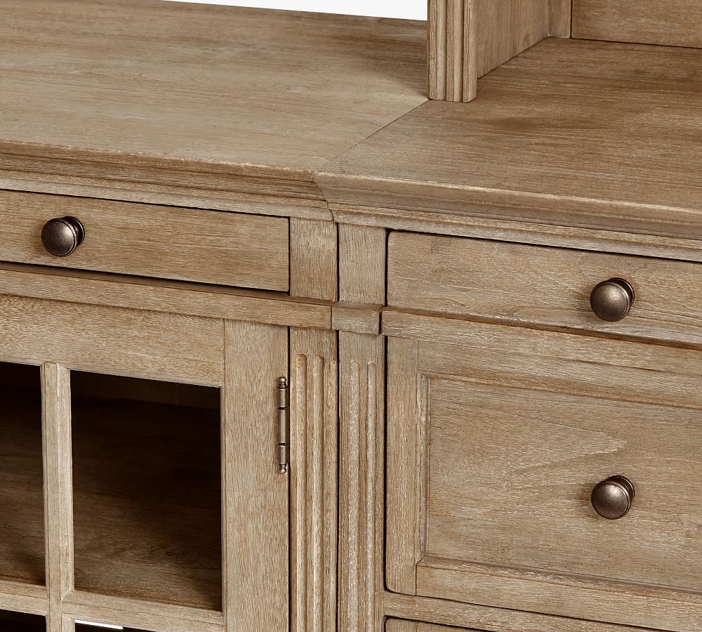 Livingston 7Piece Entertainment Center with Glass Gray Wash