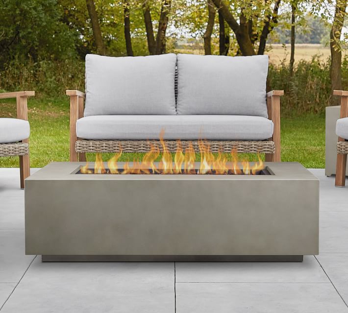 Burrows 50" Rectangular Propane Fire Pit Table Pottery Barn