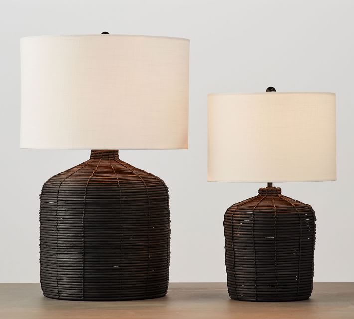 black rattan table lamp