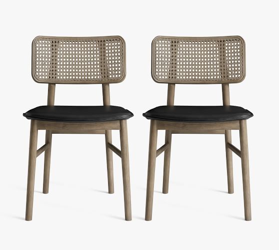 rattan and leather dining chairs