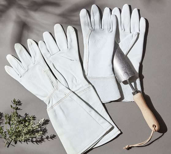 white gardening gloves