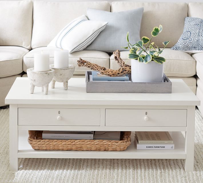 pottery barn white coffee table