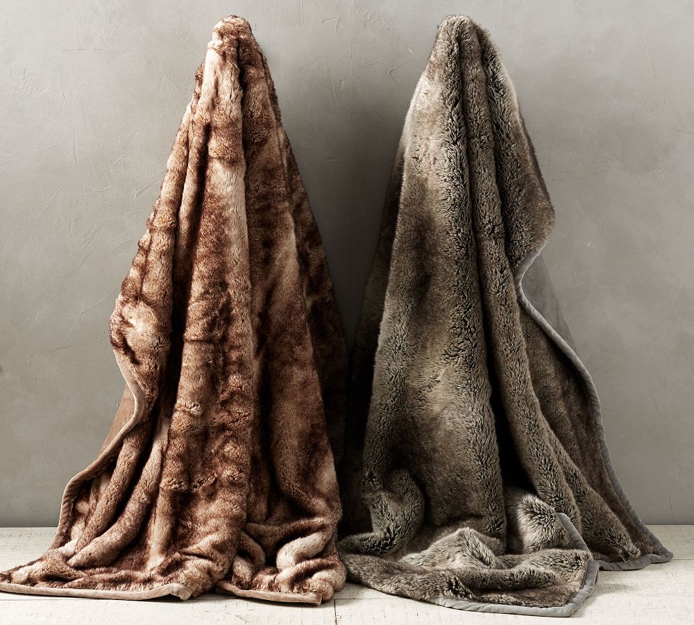 Faux Fur Ombre Throw Blankets Pottery Barn