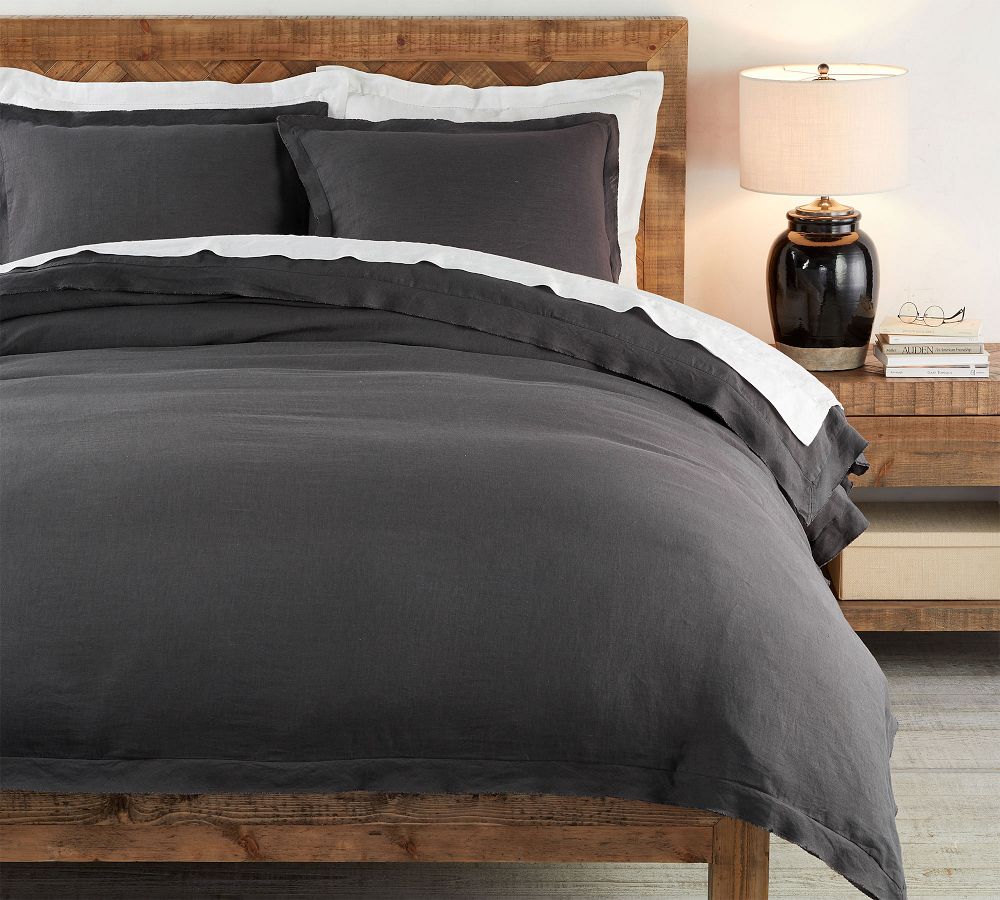 Belgian Flax Linen Double Flange Duvet Cover | Pottery Barn