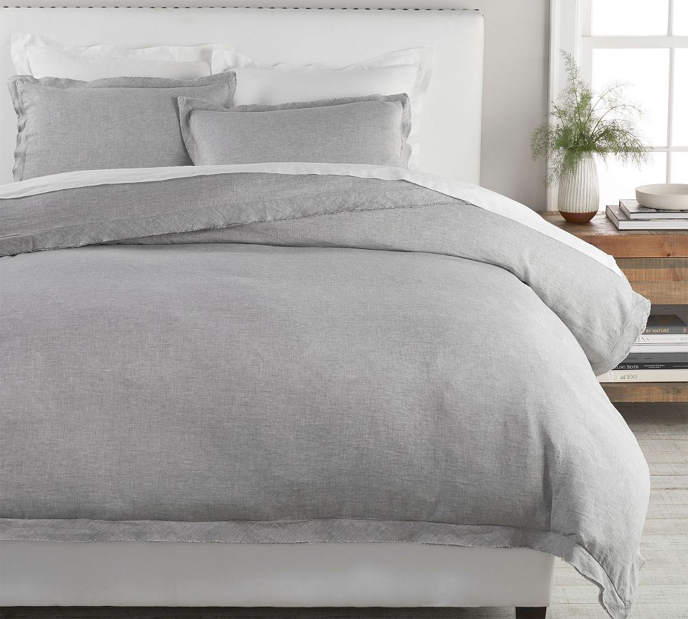 Belgian Flax Linen Double Flange Duvet Cover | Pottery Barn