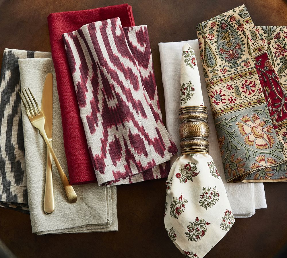 Sophia Floral Block Print Cotton Napkins Set of 4 Pottery Barn
