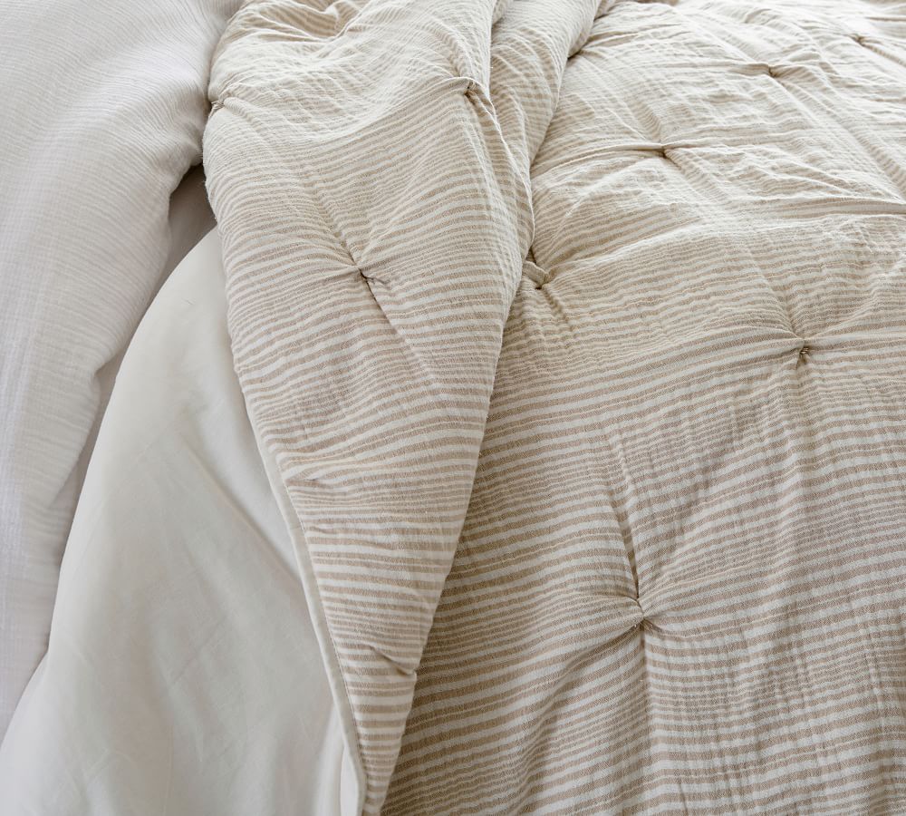 Soft Cotton Striped Handcrafted Quilt & Shams Pottery Barn