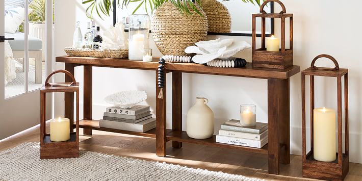 pottery barn reed console table