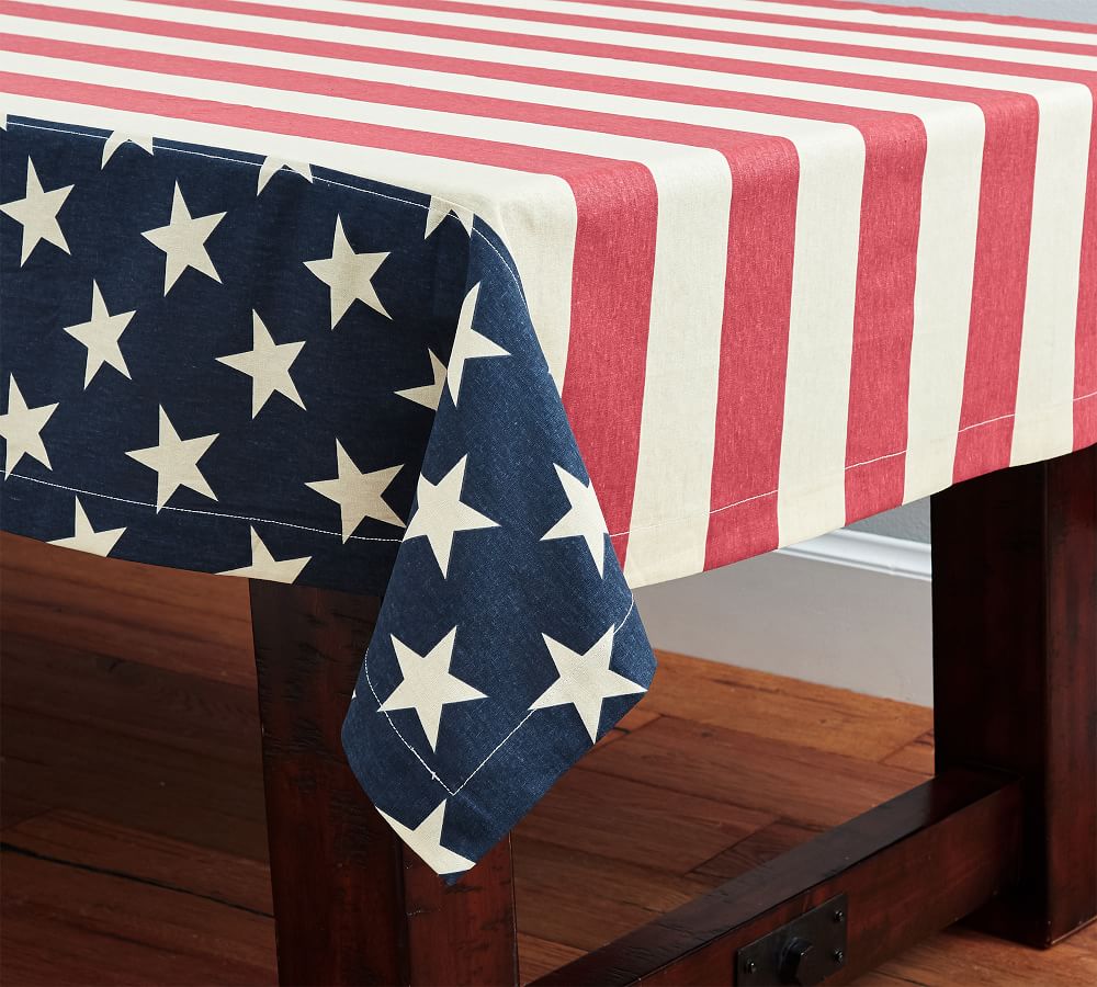 American Flag Linen/Cotton Tablecloth Pottery Barn