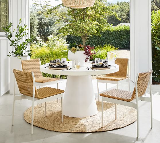 all weather wicker round dining table