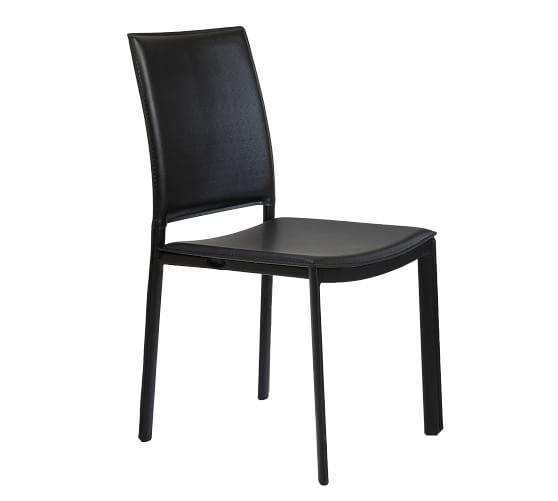 black faux leather dining chairs