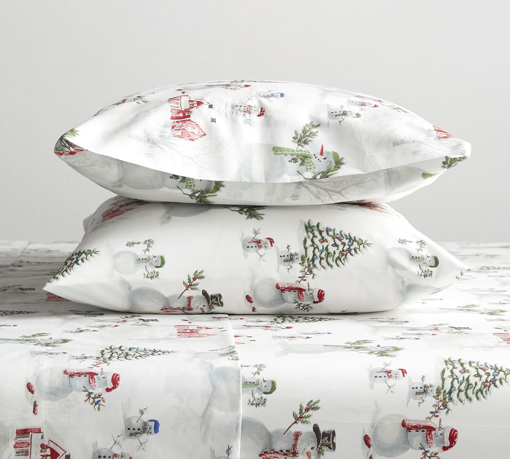Snowman Organic Percale Pillowcases 