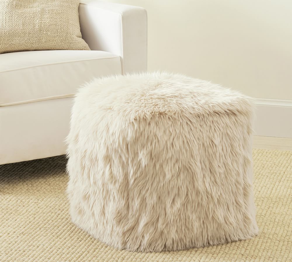 Luxe Faux Fur Pouf Pottery Barn