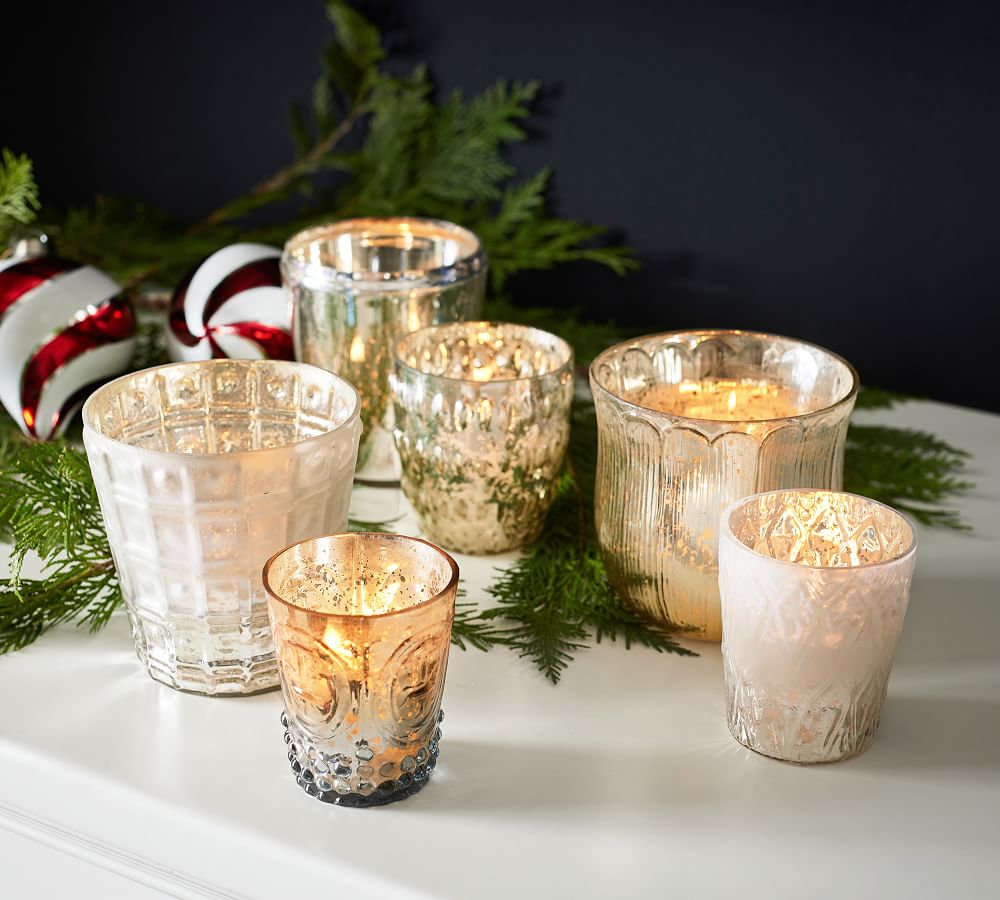Eclectic Mercury Votive Holders Set of 6 White Candle Holder