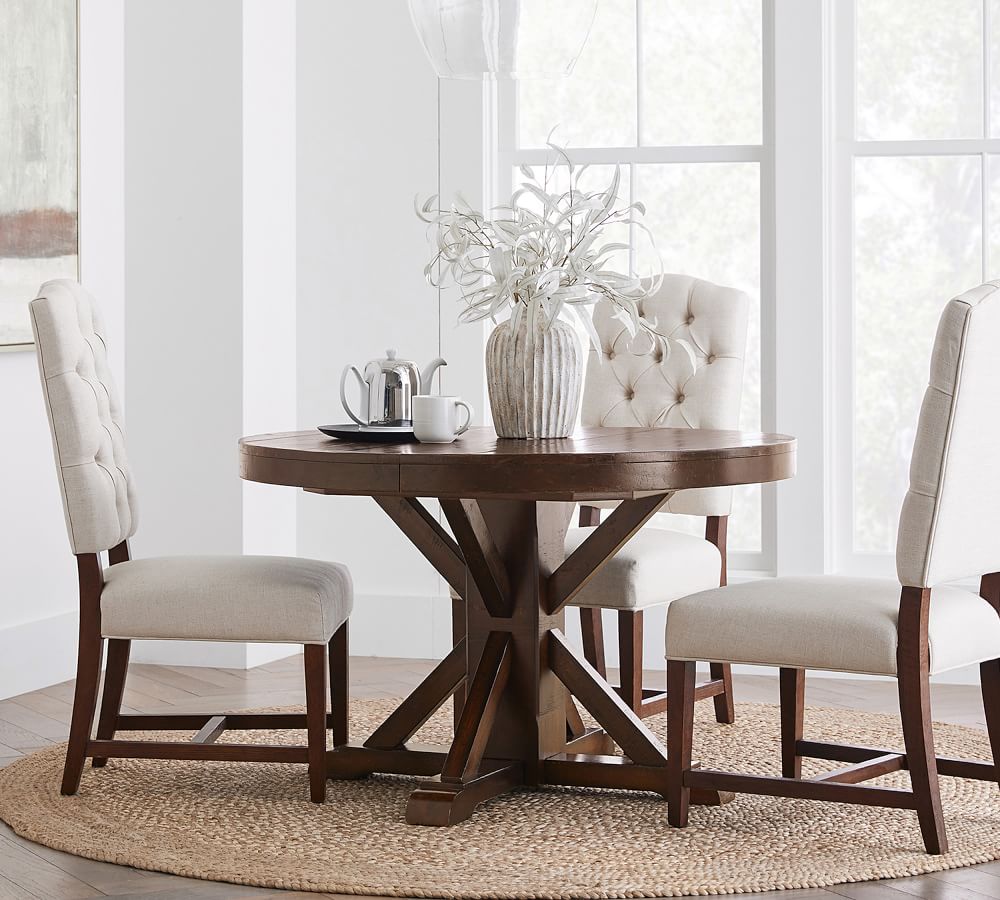 white pedestal table with leaf