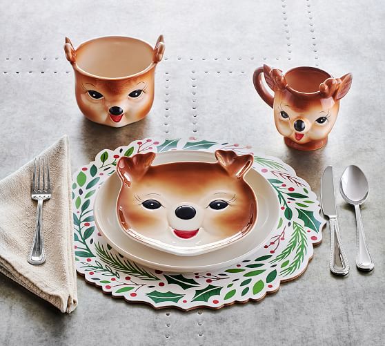 pottery barn reindeer bowls