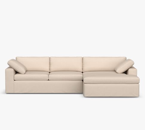 Dream Square Arm Slipcovered Sofa Chaise Sectional | Pottery Barn