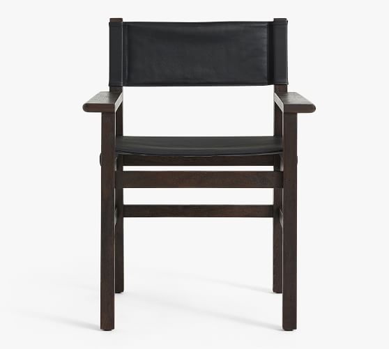 black leather dining armchair