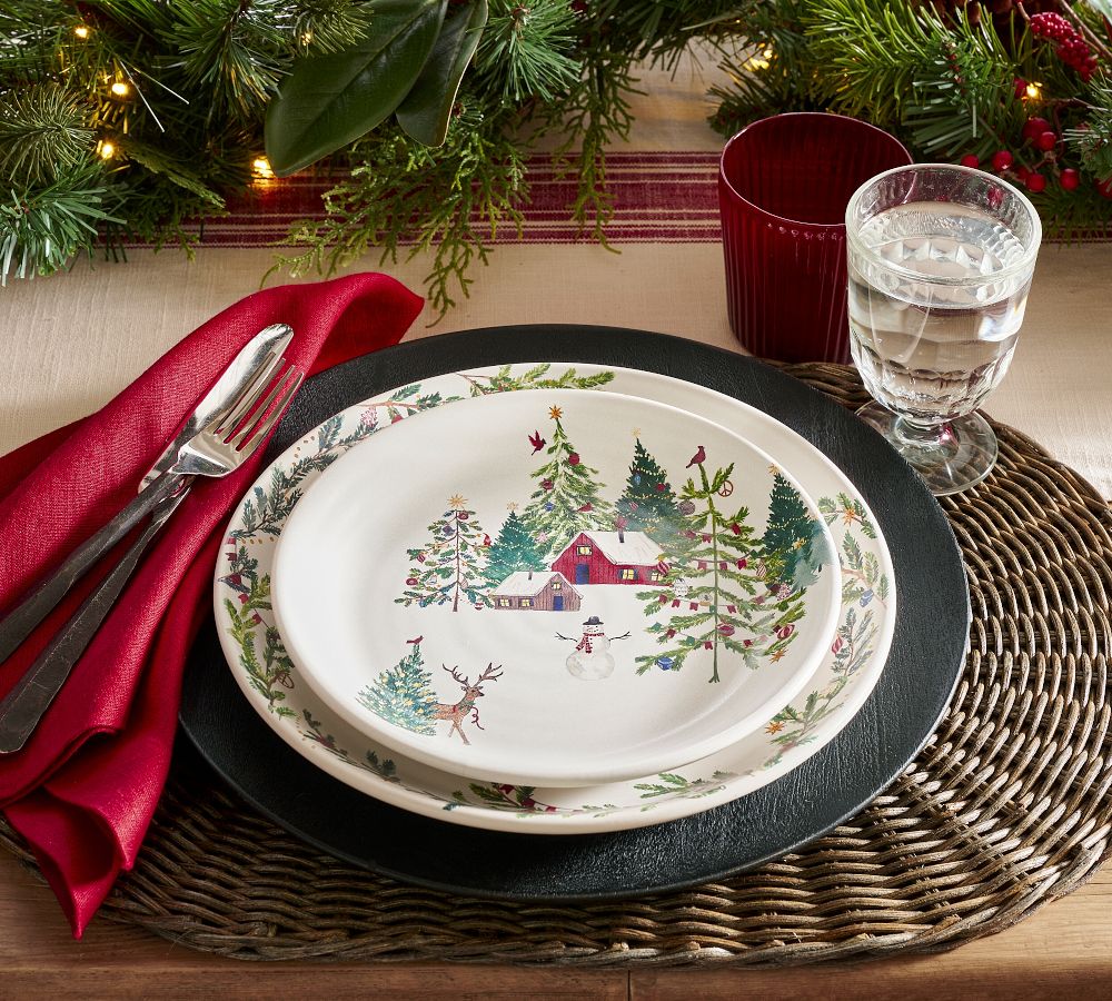 Christmas in the Country Scenery Stoneware Salad Plates - Set of 4 ...