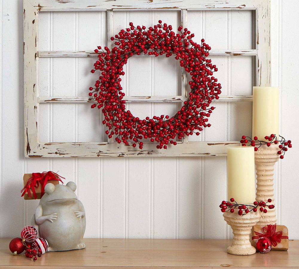 Faux Red Berry Wreath - 22" | Pottery Barn