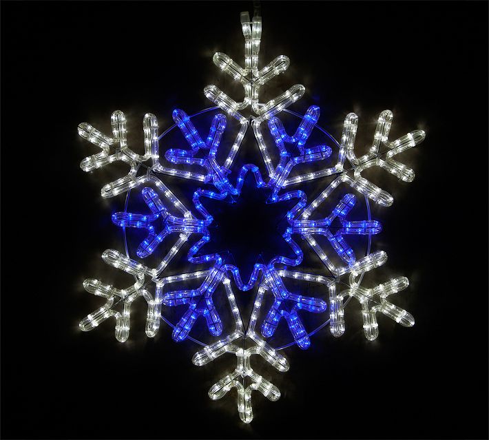 blue and white snowflake lights