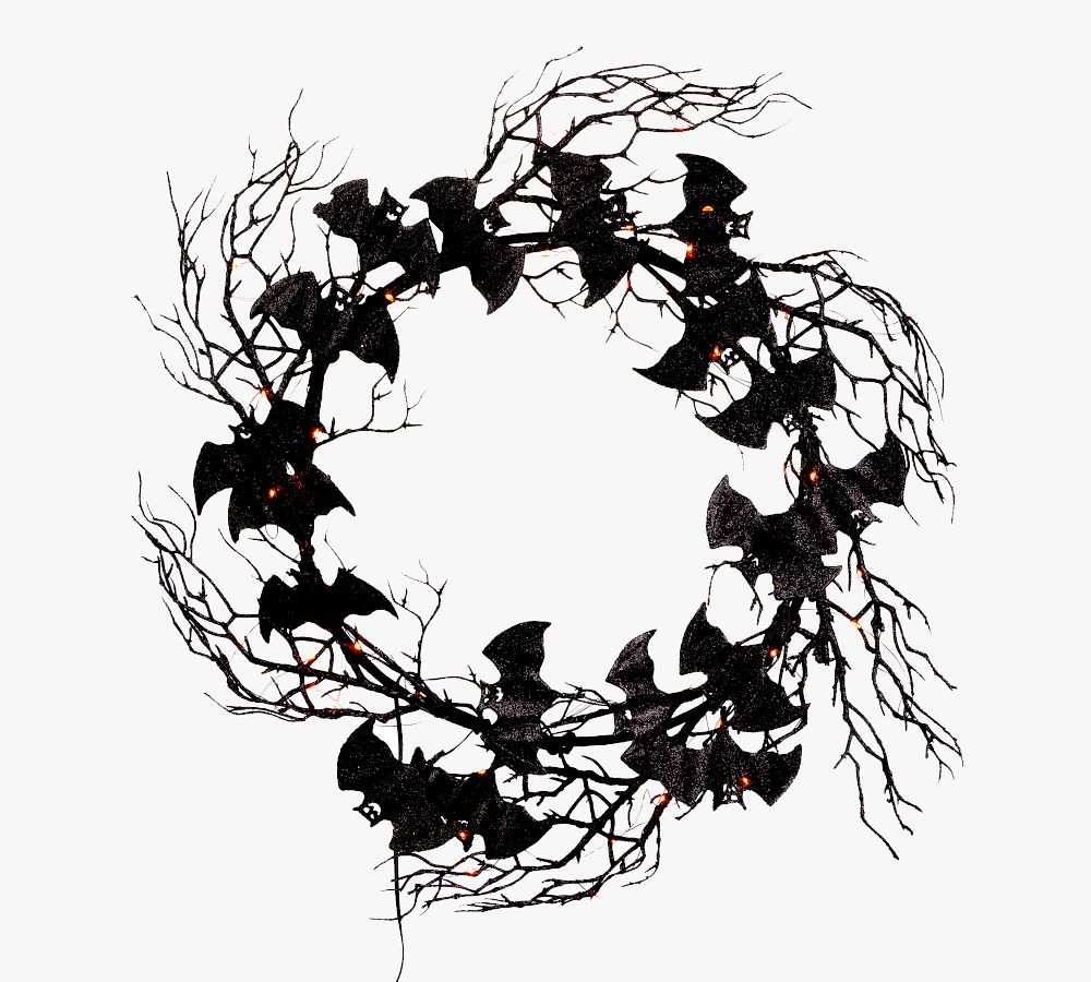 Faux PreLit Black Twig Bat Wreath Pottery Barn