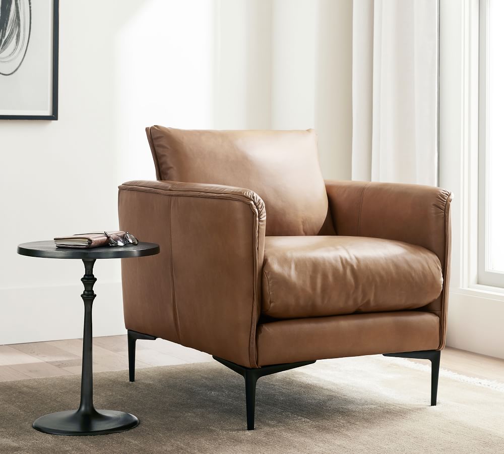 pottery barn leather accent chair