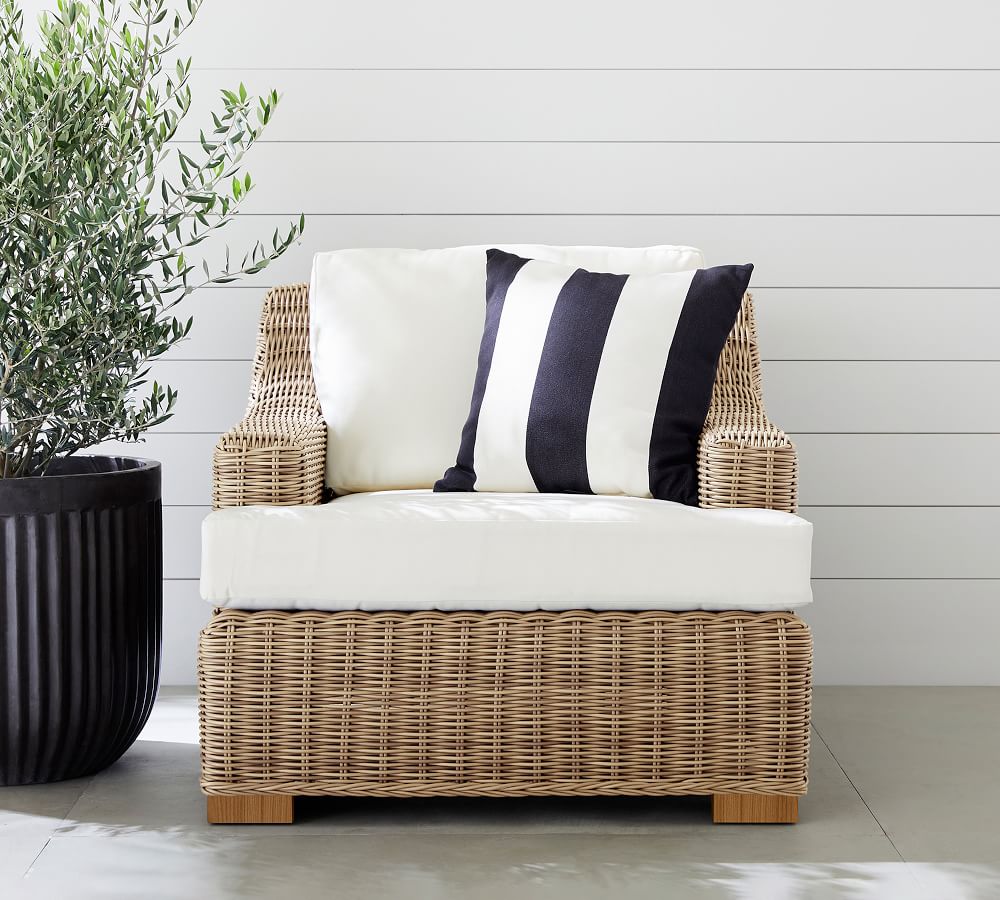 Huntington AllWeather Wicker Slope Arm Lounge Chair Pottery Barn