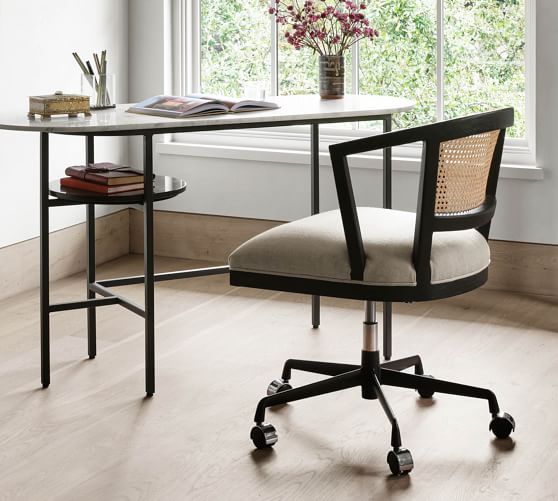 lisbon cane swivel desk chair