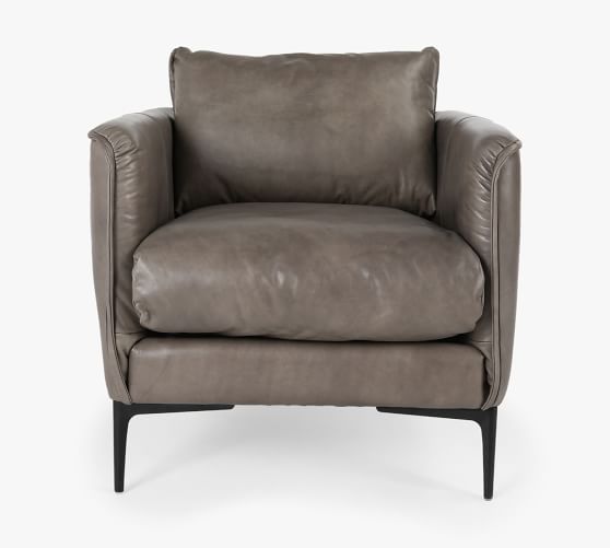 grey leather arm chair