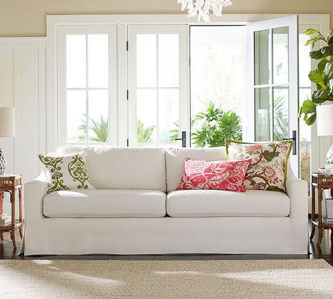 York Slope Arm Slipcovered Fabric Sofa | Pottery Barn